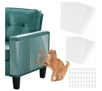 Anti Cat Scratch Furniture Protector, 12 Pack Couch Protector from Cat Claws - Heavy-Duty, Easy-to-Apply Scratching Deterrent and Shield for Sofa Corners, Walls, Doors- with 50 Twist Pins