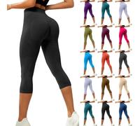 Anti Cellulite Compression 3D Leggings for Women UK 3/4 Length Lipedema Compression Leggings Cropped High Waisted Tummy Control Body Sculpting Yoga Pants Ladies Gym Running Workout Trousers Black