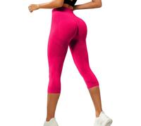 Anti Cellulite Compression 3D Leggings for Women UK 3/4 Length Lipedema Compression Leggings Cropped High Waisted Tummy Control Body Sculpting Yoga Pants Ladies Gym Running Workout Trousers Hot Pink