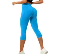 Anti Cellulite Compression 3D Leggings for Women UK 3/4 Length Lipedema Compression Leggings Cropped High Waisted Tummy Control Body Sculpting Yoga Pants Ladies Gym Running Workout Trousers Sky Blue