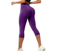 Anti Cellulite Compression 3D Leggings for Women UK 3/4 Length Lipedema Compression Leggings Cropped High Waisted Tummy Control Body Sculpting Yoga Pants Ladies Gym Running Workout Trousers Purple