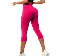Anti Cellulite Compression 3D Leggings for Women UK 3/4 Length Lipedema Compression Leggings Cropped High Waisted Tummy Control Body Sculpting Yoga Pants Ladies Gym Running Workout Trousers Hot Pink