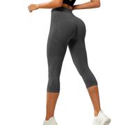 Anti Cellulite Compression 3D Leggings for Women UK 3/4 Length Lipedema Compression Leggings Cropped High Waisted Tummy Control Body Sculpting Yoga Pants Ladies Gym Running Workout Trousers Grey