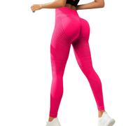 Anti Cellulite Compression 3D Leggings for Women UK Bum Lift Tummy Control Seamless with Resistance Band Body Sculpting Running Workout Gym Yoga Pant Hot Pink-2 Running Legging L