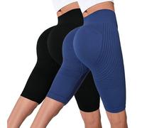 Anti Cellulite Leggings- High Waisted Non See Through Womens Activewear Shorts for Gym Workout Running Yoga Sport Exercise Leggings for Women UK 2PC