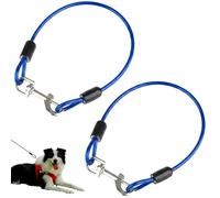 Anti Chew Dog Lead Extension 2Pcs 60cm Metal Dog Chain Leash Heavy Duty Chew Proof Lead Attachment with 360° Swivel Hooks Short Training Lead for Dog Collar Pet Tie Out (Blue)