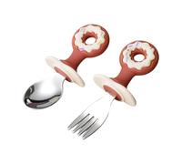Anti Choke Feeding Utensils Silicone Baby Spoon Fork Feeding Set Toddler Spoon Cutlery Baby Bar Anti Drop Cutlery