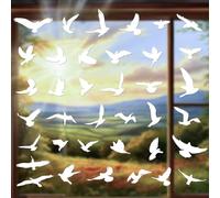 Anti-Collision Window Clings - Glass Alert Static Decals Window Stickers - Prevent Birds Strikes - Decorate Your Glass Doors, 37 Pieces (White Birds)