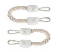 Anti-Crash Door Handles Rope - TRACOMPAN 2PCS White Door Stopper Rope with Decorative Design, Pet Teeth Protection Rope, Soft Buffer Doorstop Rope for Door Handles, Bedroom, Balcony & Patio Doors