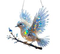 Anti Crystal Sky Bluebird Stained Art Ornament (8 Inches), Stained Glass Birds for Window, Crystal Inspired Hummingbird Diamond Painting Kits, Acrylic Birds Hanging Suncatcher (1 pack)