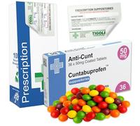 Anti-Cunt Funny Prescription Box Gift with Skittles - Novelty Gag Gift Set with Pill Box, Free Bag, Sticker & 36g Skittles Sweets - Joke Present for Birthdays, Friends, Office & Secret Santa