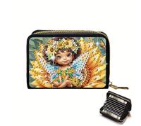 Anti-demagnetization Credit Card Holder, 5D DIY Diamond Art Painting Zipper Credit Cards Wallet for Women Accordion Card Cases Holder Keychain Wallet-Fairy-2