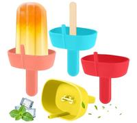 Anti drip Popsicle Holder, 4pcs Children's Silicone ice Cream Holder, Reusable Popsicle Holder with Straw, BPA Free ice Cream Anti drip Cover Suitable for Boys and Girls (red, Pink, Yellow, Blue)