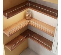 Anti-Drop Shelf Guard Rail for Wood Shelves, Solid Stainless Steel Floating Shelf Railing Hardware for Spice Rack, Kitchen Pantries Cabinet Storage Safety Bar(6PCS,14in(36cm))
