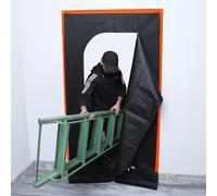 Anti-Dust Zip Door Cover, Size 220 cm X 110 cm, Heavy Duty Door Zipper Sheet for Decorating and Painting with Double Puller, Thick Polypropylene Building Door Dust Protector Drop Cloth Sheet for DIY