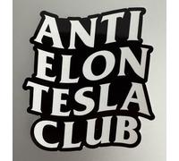 Anti Elon Tesla Club Window Cling Non-Adhesive Vinyl Static Cling Bumper Sticker Decal for Tesla Owners Model X Y 3 Black and White