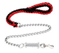 Anti-Explosion Shock-Absorbing 8-Strand Braided Nylon Dog Leash for Medium and Large Dogs, Heavy-Duty Pet Leash with Spring Hook (Red and Black, L)