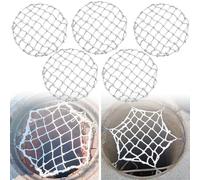 Anti-fall Rope Netting 1/3/5 Pack With Installation Accessories, Durable Rainproof Nylon Safety Net For Septic Tank Risers & Drainage Systems 5pcs Diameter-87cm(34.3inch)