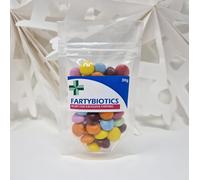Anti-Farting Anti-Moaning Old-Git Pills Gag Gift Novelty Sweet Bag Funny Birthday Surprise Chocolate Treat Bag Joke Chocolate Present - FARTYBIOTICS Sticker with Filled Clear Bag