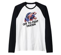 Anti Fascism Frogs Against Fascism Frog Off to Fight Fascism Raglan Baseball Tee