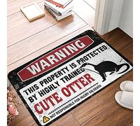 Anti-fatigue Western Mat - Warning This Property Is Protected By A Highly Trained Cute Otter Water Absorbent Low Profile Machine Washable Bathroom For Deck(40X60CM)