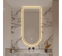 Anti-Fog Bathroom Mirror 60x100cm 70x120cm Arch Wall Vanity Mirror Adjustable Tricolor LED Lighting Touch Switch Modern Home Decor (20x36in)