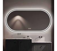 Anti-Fog Dimming Lighted Bathroom Mirror with Touch Switch, Large LED Wall Mounted Makeup Mirror, Shatter-Proof Oval Design for Home Decor