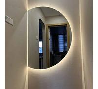 Anti-Fog LED Backlit Wall Mirror - Large Half Circle Bathroom Vanity Mirror with Touch Control, HD Finish, Left Cut, 63x90 cm Full Length Reflection