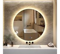 Anti Fog Mirror for Bathroom, Silver Bathroom Wall Mounted Mirror 500x500mm 600x600mm 400x400mm IP44 Rated, LED Makeup Mirror with Backlit for Bathroom Hotel (Warm Light 600x600mm)