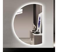 Anti-Fog Round Bathroom Mirror 100cm Frameless Wall Mirror with Touch Button 3 Adjustable Light Colors Perfect for Modern Bathrooms Stylish Semi-Circle Design