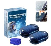 Anti Freeze Electromagnetic Car Snow Removal Device, Electromagnetic Snow-Melter for Windshield, Solar Electromagnetic Molecular Interference Freeze and Snow Remover for Vehicle Protection (Blue*2)