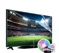 Anti Glare Film for Tv 65 Inch Screen Protector, Outdoor Tv Sun Blocker Matte Anti-Glare Shield Cover 99% Bluelight Blocking Filter, Viewing Comfort with LED Lights strip 56.3X31.7in/142.9 * 80.4CM