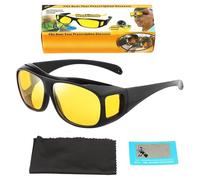Anti-Glare Polarised Night Driving Glasses - Enhanced Low-Light Clarity, Comfortable Wrap-Around Fitf Or All Weather (Rain/Fog/Dusk) - Over Prescription Glasses Compatible For Men Women Commuters