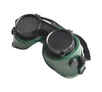 Anti-Glare Welding Glasses, Flip-Up Protective Eyewear for Cutting Grinding, PVC Frame with Ventilation Valve and Elastic Strap, Green