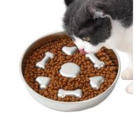 Anti-Glutton Dog and Cat Bowl, 25 cm Slow Feed Dog Bowl, Stainless Steel Anti-Glutton Dog Bowl for Small and Medium Dogs