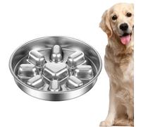 Anti-glutton dog bowls, anti-choking puzzle bowl, stainless steel puzzle bowl with non-slip base | for medium breed fast eaters on the ground