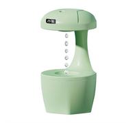 Anti-Grav-ity Humidifier With Clock - 500-1000ml Large Capacity Water Drop Backflow Diffuser, USB-C Rain Cloud Humidifier for Bedroom Office Home (Green)