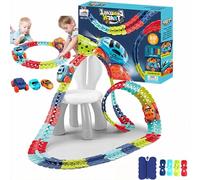 Anti-Gravity Race Track Set, 360° Electric Climbing Car with LED Lights, Flexible Changeable Tracks for Kids, 184 Pieces