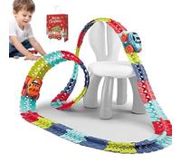 Anti Gravity Race Track Set, Glow in The Dark Flexible Car Tracks with LED Light-Up Race Cars, Interchangeable Car Shells for Multicolor Tracks (184pcs)