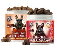Anti-Itch & Flea and Tick Soft Chews for Dogs Bundle - Chicken & Bacon Flavour - Skin, Coat & Immune Support - Helps Reduce Scratching, Licking & Itchy Skin - For Small, Medium & Large Dogs