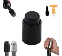 Anti-Leakage Vacuum Wine Stopper,Wine Vacuum Stopper,Wine Pump Vacuum Stoppers,Wine Corks for Wine Bottles,Reusable Wine Bottle Stoppers,Vacuum Wine Preserver with Time Scale Record (1pcs Black)