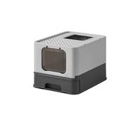 Feandrea Hidden Cat Litter Box, Cat Litter Tray with Hood, Slide-Out Tray, Scoop, Brush, Spacious for Large Cats, Max. Load 15 kg, Anti-Tracking, Anti-Leaking, Charcoal Grey and Dove Grey PPT001B01