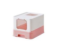 Feandrea Hidden Cat Litter Box, Cat Litter Tray with Hood, Slide-Out Tray, Scoop, Brush, Spacious for Large Cats, Max. Load 15 kg, Anti-Tracking, Anti-Leaking, White and Jelly Pink PPT001P01