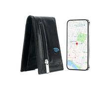 Anti-Lost Bluetooth Leather Wallet Tracker, Trackable Wallet for Men, Mens Slim Minimalist Money Clip Wallet Credit Card Holder with Gift Box (Genuine Leather Black)