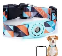 Anti-lost Bobo Dog Collar with AirTag Holder, Adjustable Waterproof Pet Collar for Cats & Small/Medium/Large Dogs, Quick Release Tracking Collar For Daily Use (Geometric Green, XS(7.9''-11.8''))