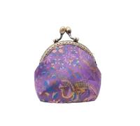 Anti-Lost Kiss Lock Coin Purse Polyester Thickened Brocade Mini Pouch Portable Embroidered Small Pocket Women(Color 04)