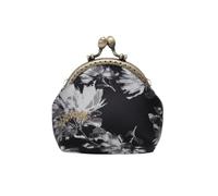 Anti-Lost Kiss Lock Coin Purse Polyester Thickened Brocade Mini Pouch Portable Embroidered Small Pocket Women(Color 03)