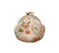 Anti-Lost Kiss Lock Coin Purse Thickened Portable Mini Pouch Shell-Shaped Embroidered Small Pocket(Color 01)