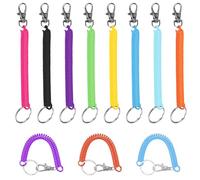 Anti-Lost Plastic Spiral Keyring 10Pcs Stretchy Spiral Keyring with Retractable Keyrings and Carabiner Spring Key Holder Extending Retractable Theftproof Key Chains Keychain for Keys Wallet Phone
