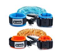 Anti Lost Wrist Link, 2 Pack Toddler Safety Leash with Key Lock, Dr.meter Reflective Child Walking Harness, Blue + Orange Kids Leash for Supermarket Mall